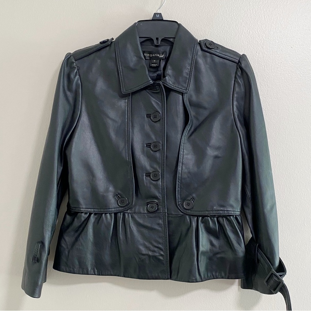 NEW Bagatelle Black Leather Jacket Size Medium